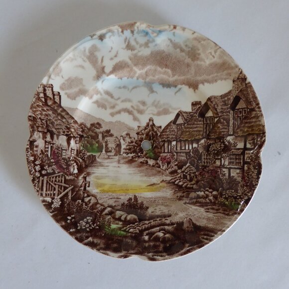 VINTAGE JOHNSON BROS OLDE ENGLISH COUNTRYSIDE 3 TIERED CHINA SERVING TRAY - Picture 8 of 16